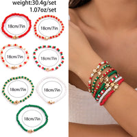 5Pcs/Set Christmas Crystal Bracelet - Snowflake Tree Pendant, CCB Beads Adjustable Thread Rope for Women