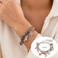 5Pcs/Set Christmas Crystal Bracelet - Snowflake Tree Pendant, CCB Beads Adjustable Thread Rope for Women
