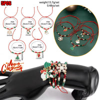 5Pcs/Set Christmas Crystal Bracelet - Snowflake Tree Pendant, CCB Beads Adjustable Thread Rope for Women